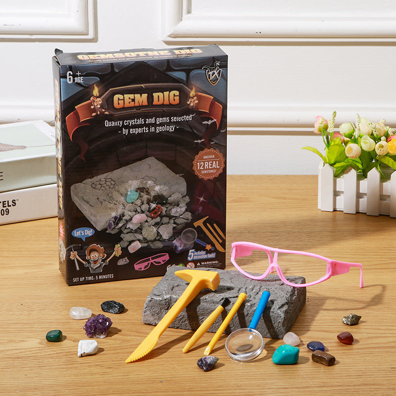 "Gem Dig STEM Kit — Style A with goggles and magnifying glass"
