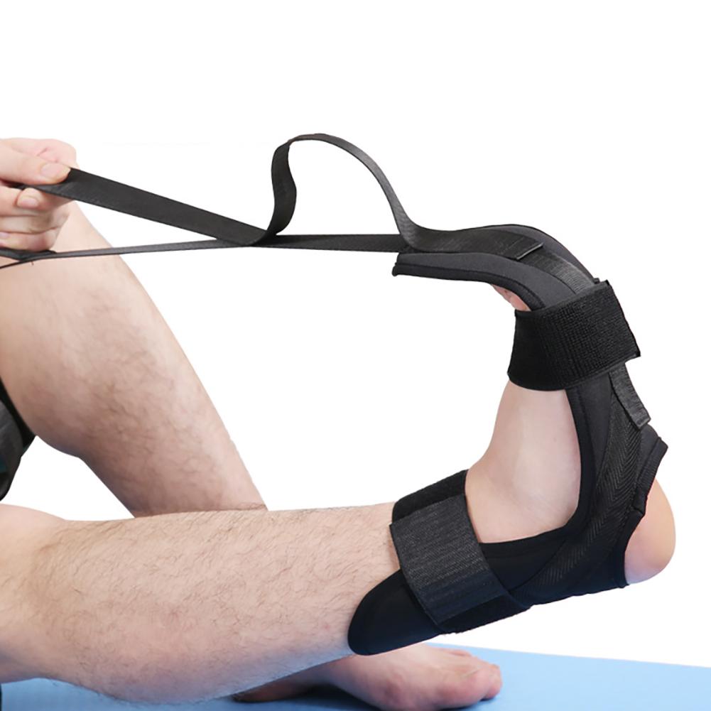 "Stretching strap multiple loop positions — full lower body flexibility training"