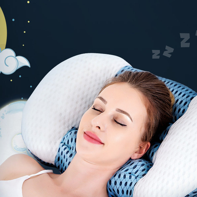 "Shiatsu massage pillow — neck use demonstration"