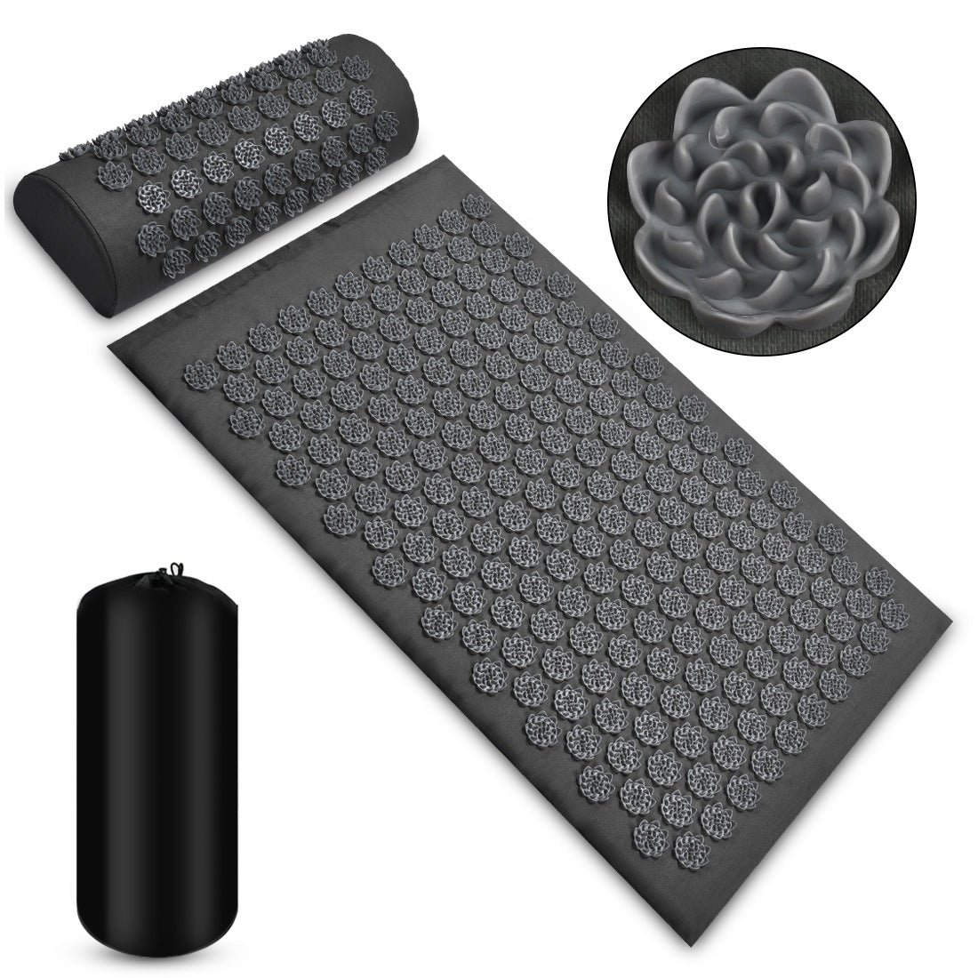 "Acupressure mat in dark gray — back and waist massage mat by Velora Wild"