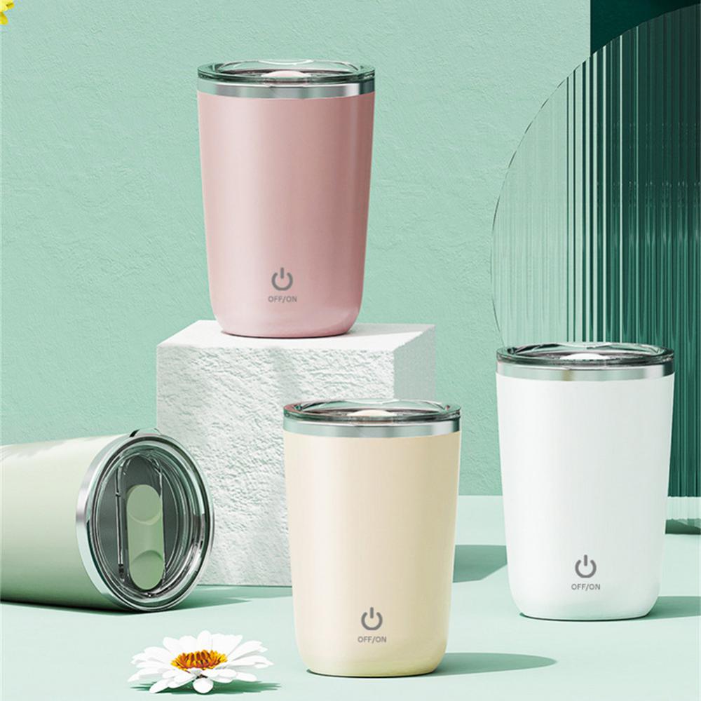 "Electric magnetic mixing cup 350ml — protein shake coffee milk tea use"