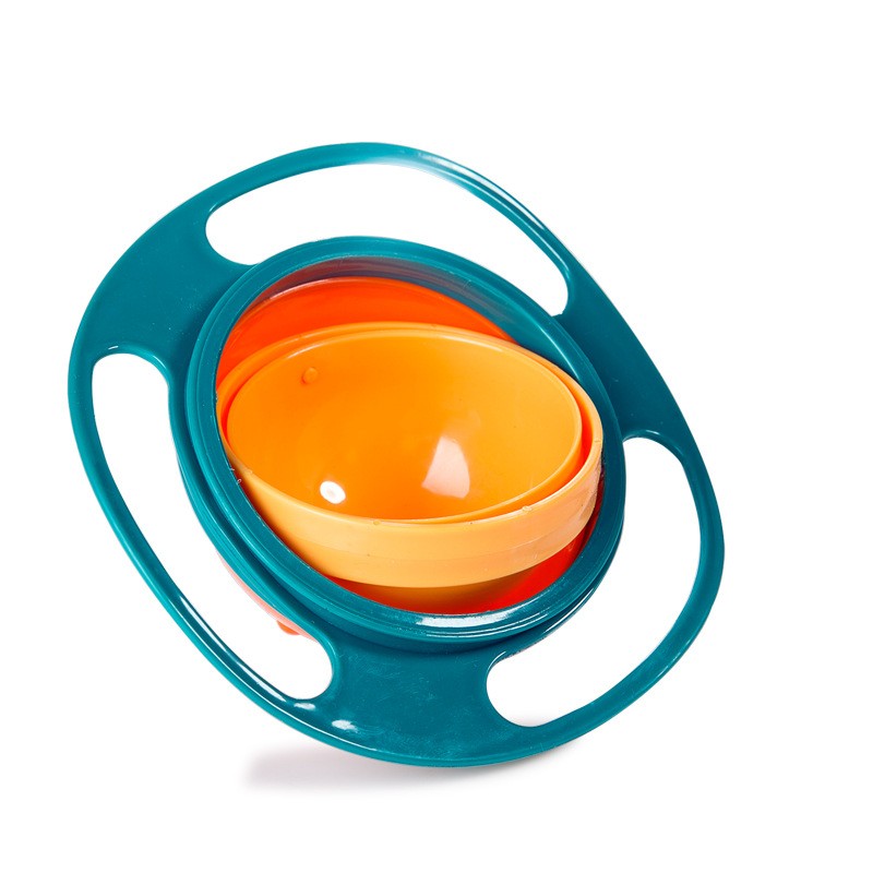 360° rotating bowl green color — spill-proof toddler feeding bowl
