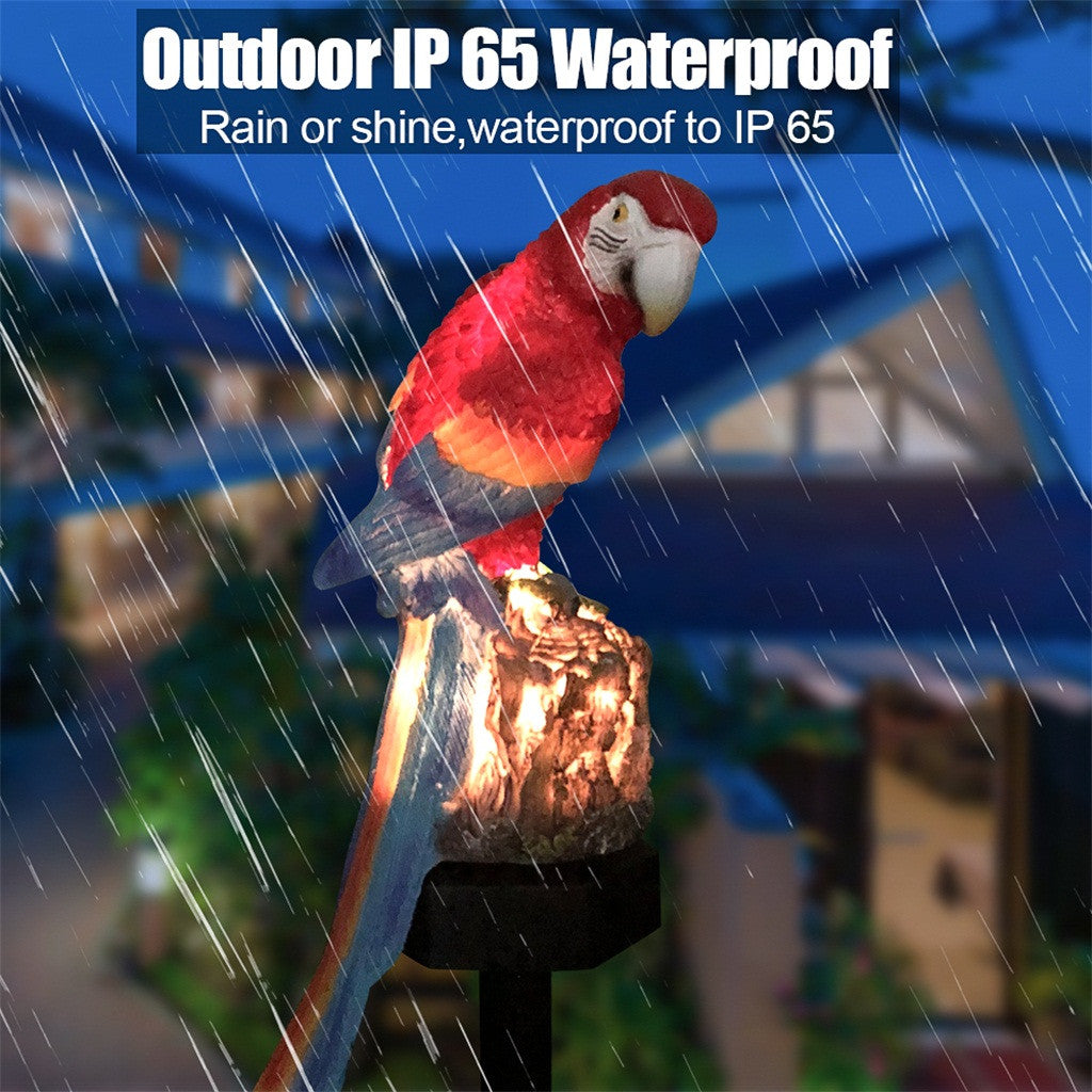 "Solar parrot garden waterproof lamp — Blue , red color front view"
