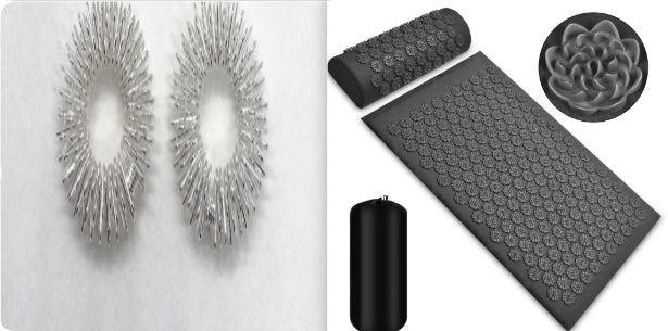"Acupressure mat dark gray set with pillow — full body spike massage mat Velora Wild"