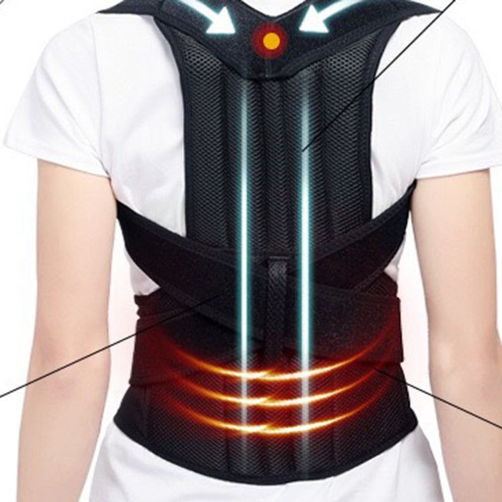"Velora Wild posture corrector back brace — front view showing cross-strap design"