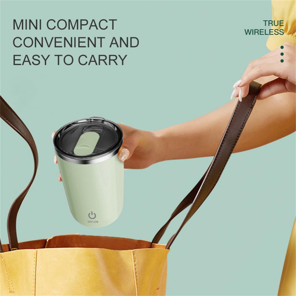 "Velora Wild self-stirring mug on office desk — perfect for work and travel"