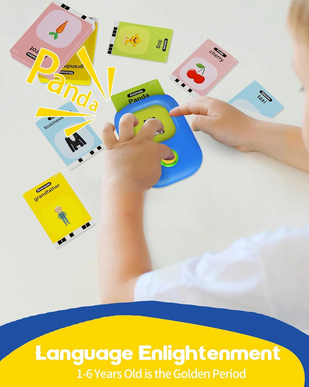 Flash card reader and sight word cards set — rechargeable speech therapy toy for toddlers