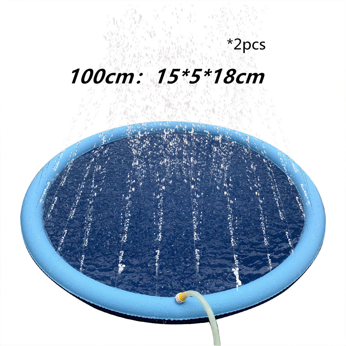 Splash pad — Blue 100cm size for small spaces — dog and child cooling off together 2pcs