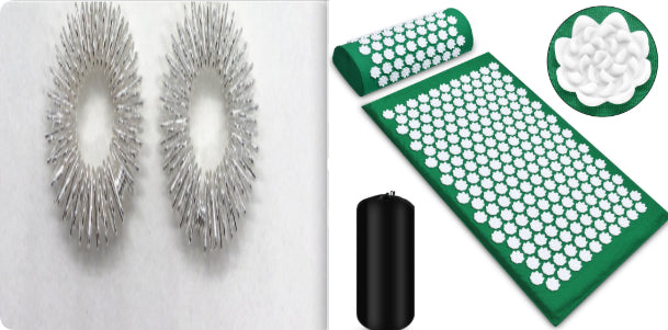 "Acupressure mat green set with pillow — natural pain relief and relaxation mat"
