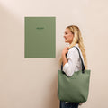 Velora Wild Sage Green Logo Tote Bag – lifestyle front