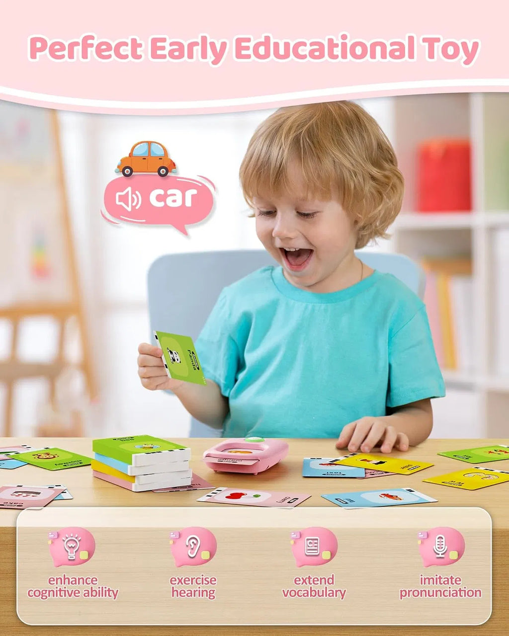 Velora Wild Talking Flash Cards for toddlers — 224 sight words speech learning toy