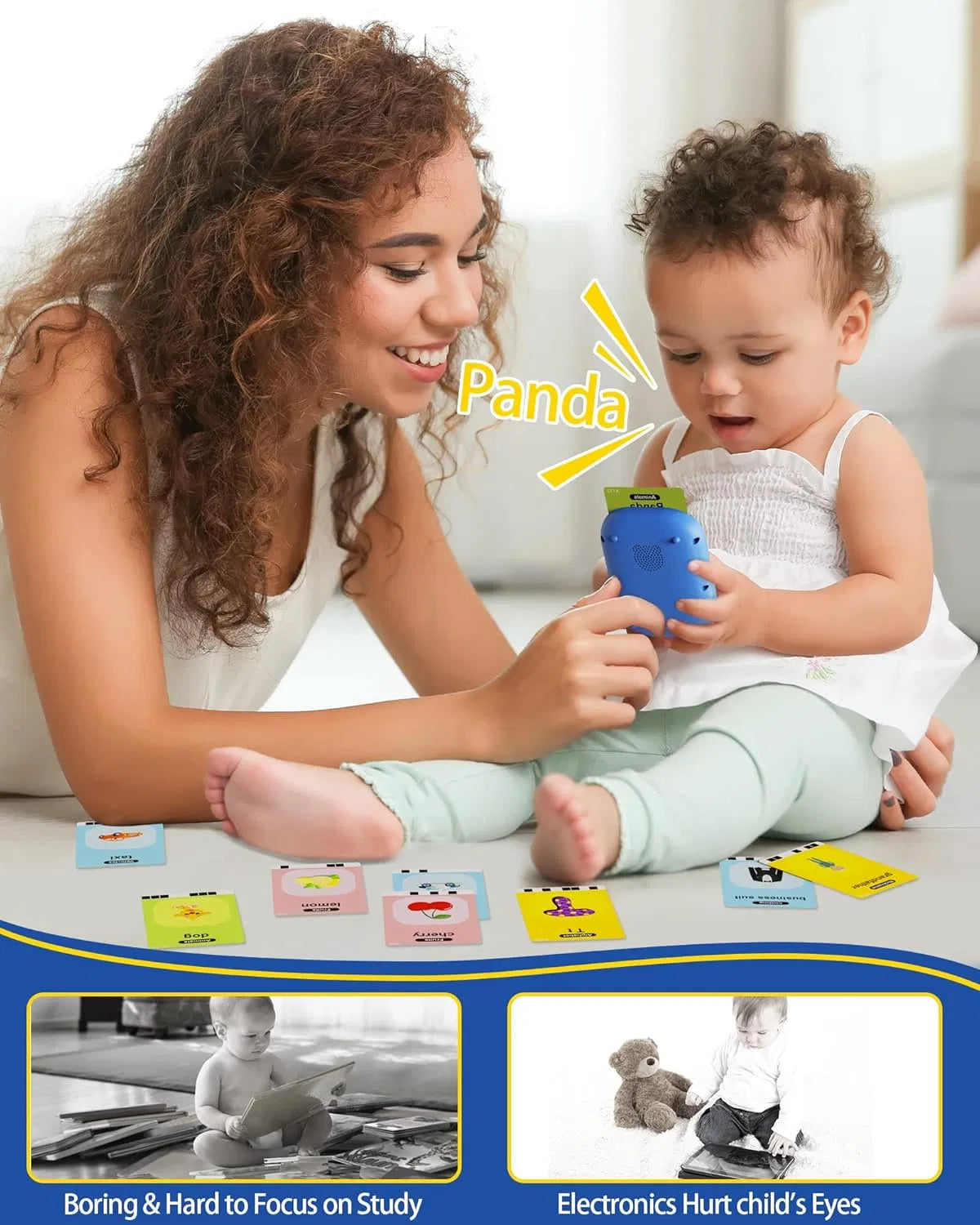 Talking flash card reader with auto pronunciation — educational gift for boys and girls ages 1-4