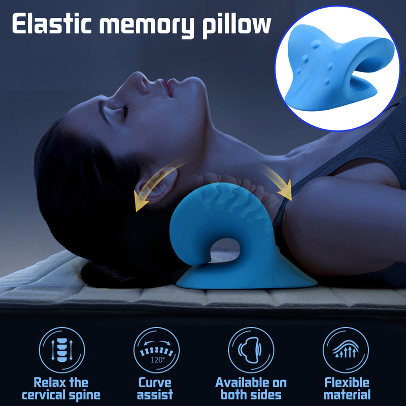 Neck traction pillow in use — restoring natural cervical curve | Velora Wild
