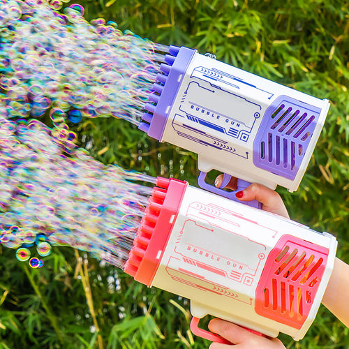 Light-up electric bubble blower for kids animated GIF bazooka style
