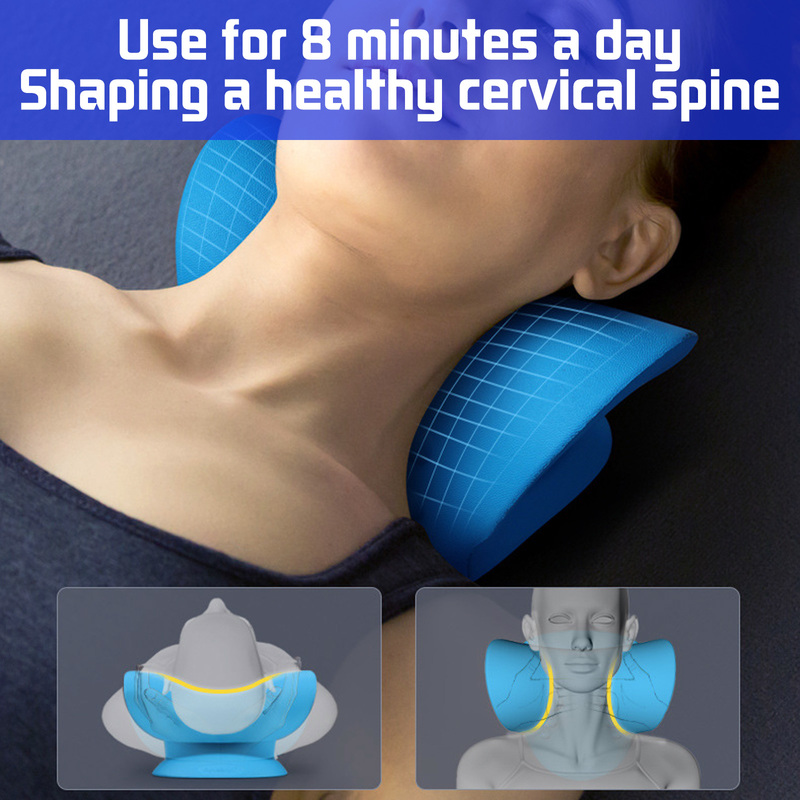 Neck traction massage pillow front view — cervical pain relief foam | Velora Wild