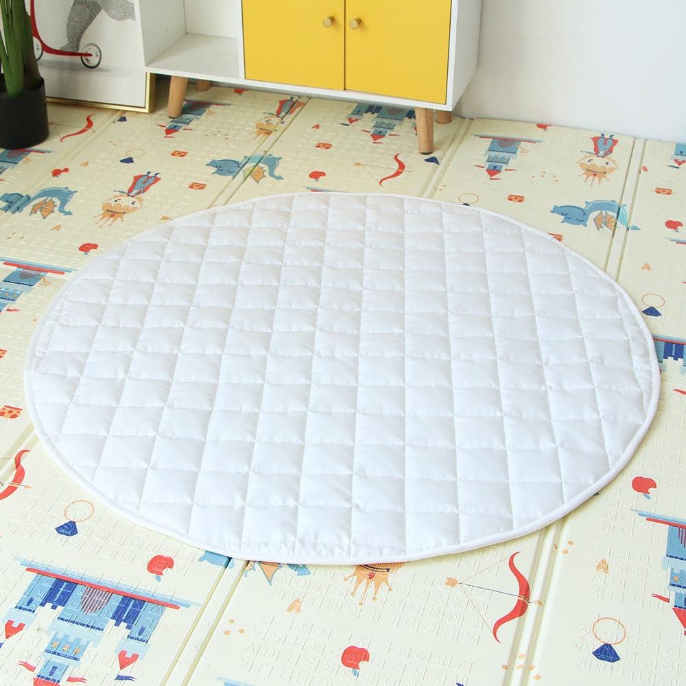 Kids Mongolian Yurt Play Tent lifestyle setup indoors — white cotton mat option