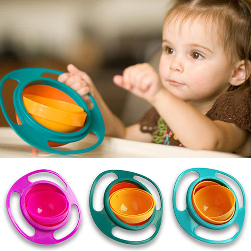 360° spill-proof rotating bowl for babies — mess-free self-feeding toddler bowl