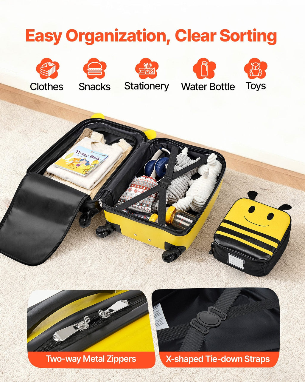 Kids 5 - Piece Luggage Set — Bee - Velora Wild