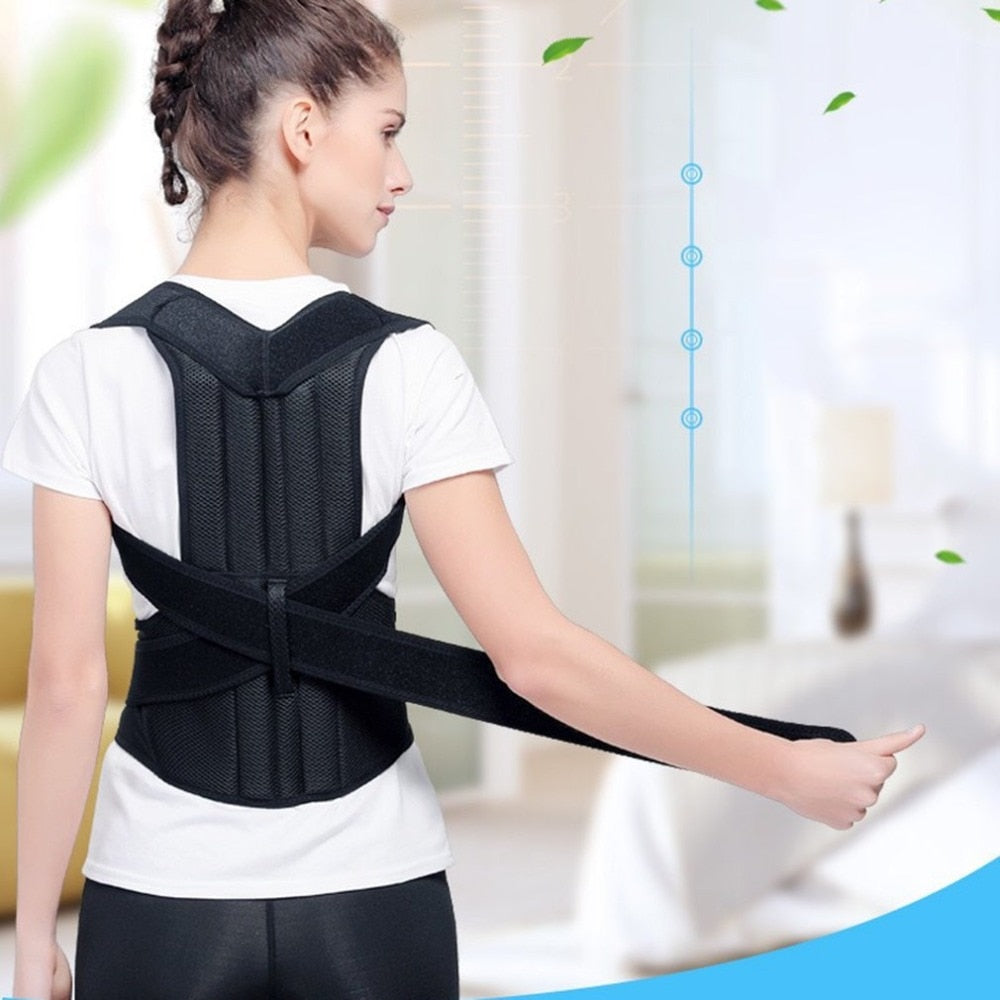 "Spine posture corrector close-up — nano-carbon keel and dual bone support detail"