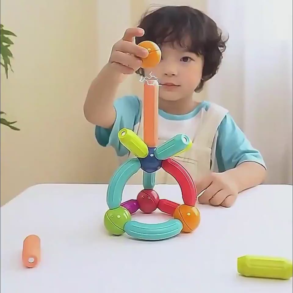 kids Magnetic building blocks toy — positive and negative pole learning— child building structure"
