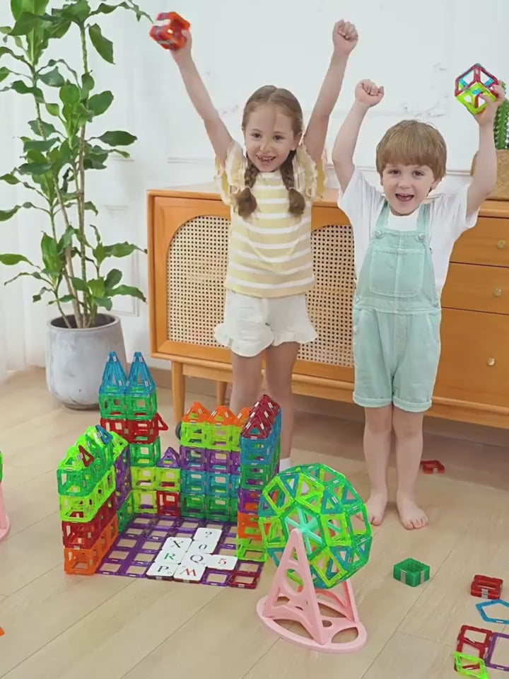 Magnetic building blocks — 184pcs large set"
