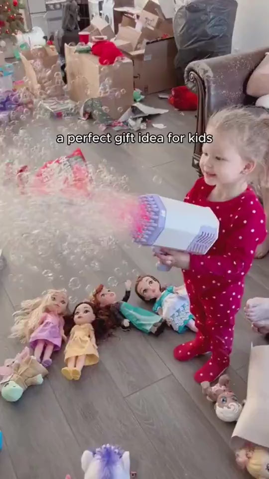 Kids bubble gun — party and outdoor use - 69-hole bubble rocket gun — packaging with bubble 