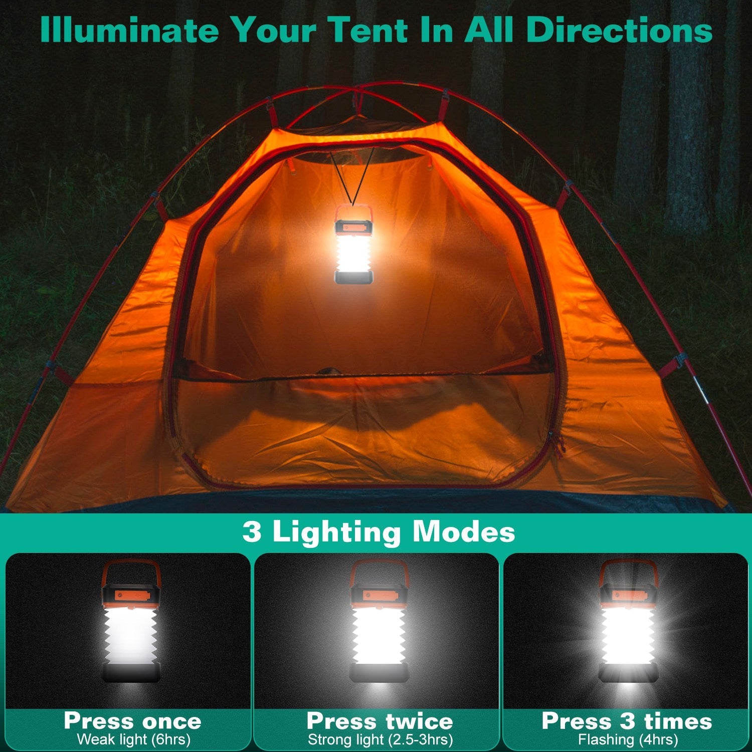 Solar Camping Lantern | Collapsible LED with USB Rechargeable - Velora Wild