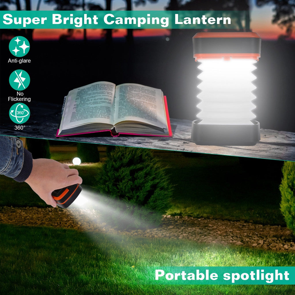 Solar Camping Lantern | Collapsible LED with USB Rechargeable - Velora Wild
