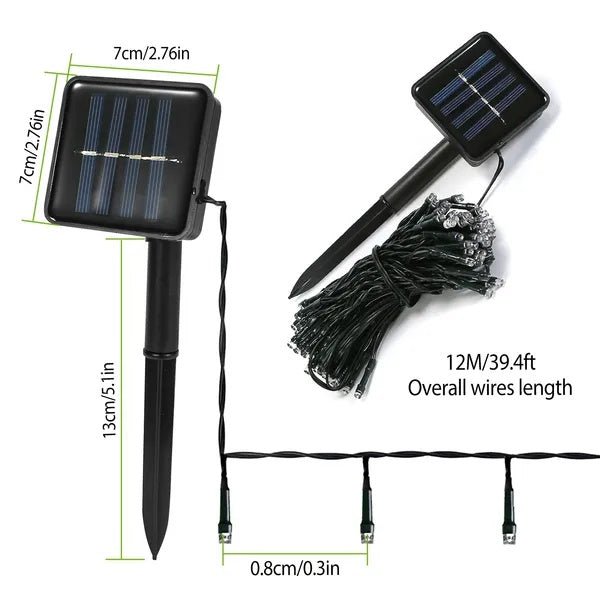 Solar Fairy String Lights 12M | 100 LED 8 Modes - Velora Wild