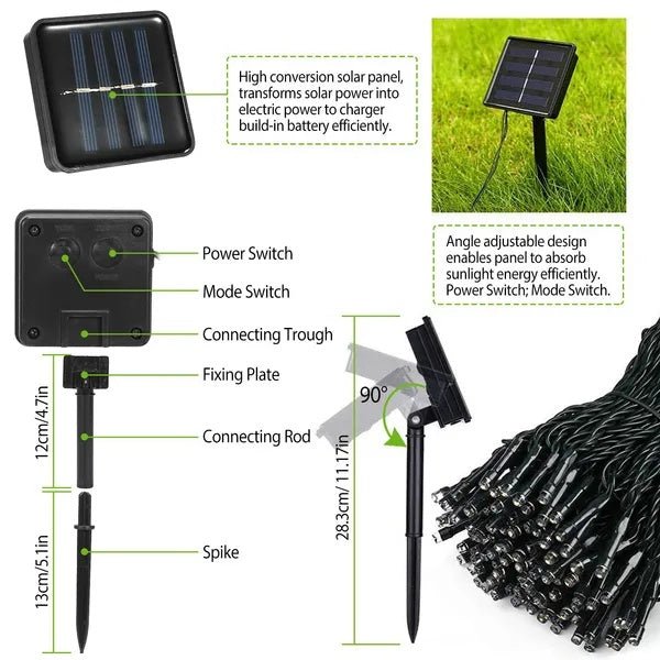 Solar Fairy String Lights 12M | 100 LED 8 Modes - Velora Wild