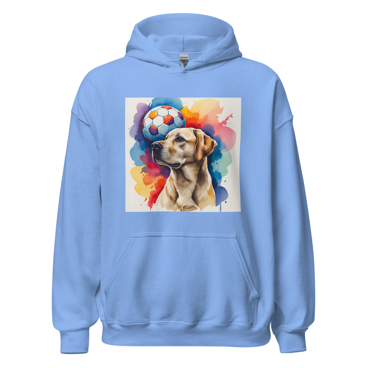 Velora Wild Golden Retriever Art Hoodie – Carolina Blue, front view