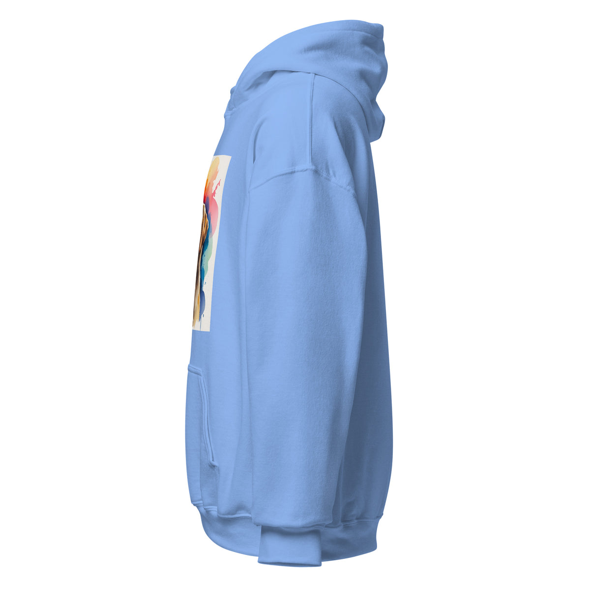 Velora Wild Golden Retriever Art Hoodie – Carolina Blue, left side view