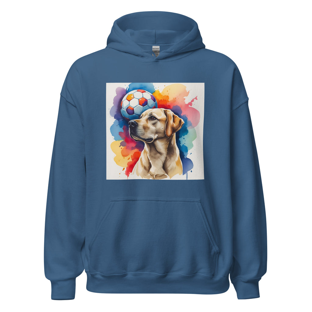 Velora Wild Golden Retriever Art Hoodie – Indigo Blue, front view