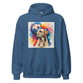 Velora Wild Golden Retriever Art Hoodie – Indigo Blue, front view