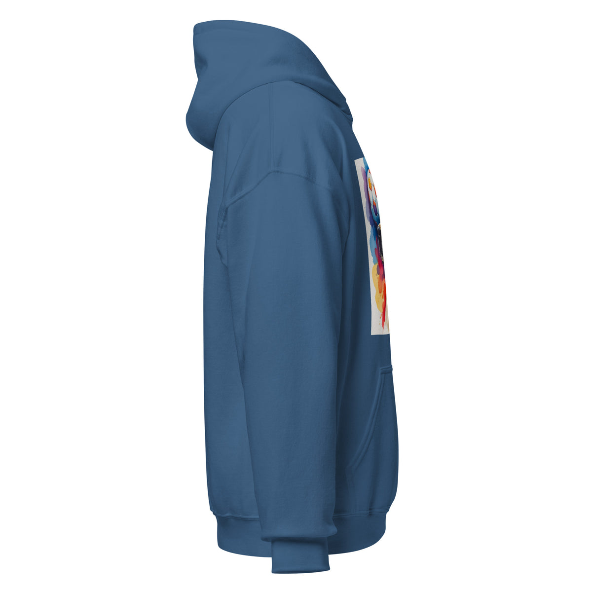Velora Wild Golden Retriever Art Hoodie – Indigo Blue, right side view