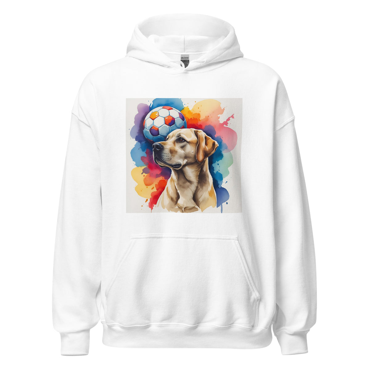 Velora Wild Golden Retriever Art Hoodie – White, front view