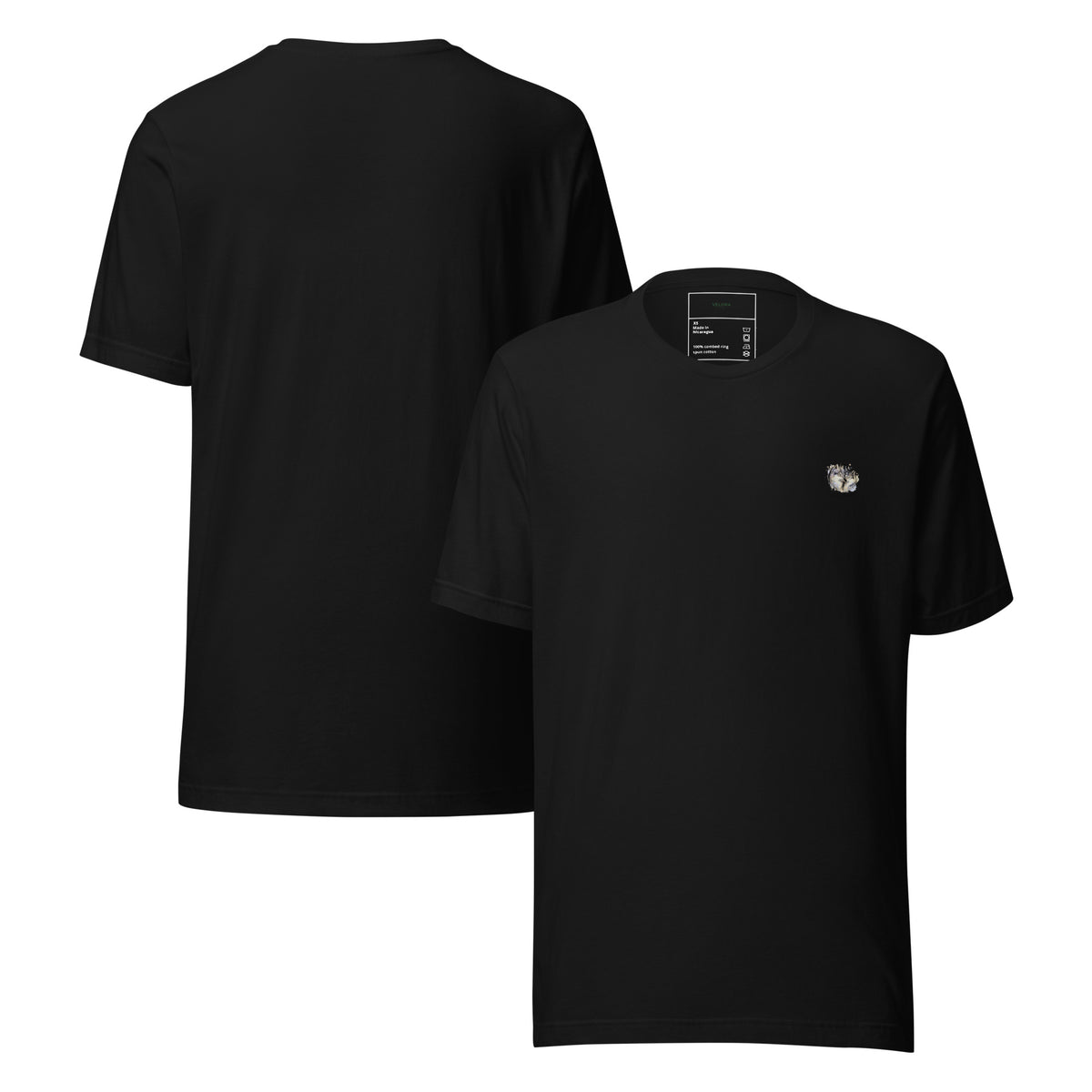 Velora Wild Wolf Spirit Unisex Tee – Black, front and back view