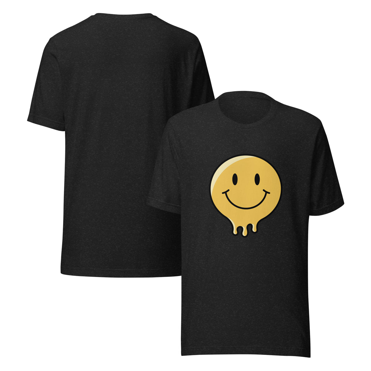 Velora Wild Wild Smile Unisex Tee – Black Heather, front and back view