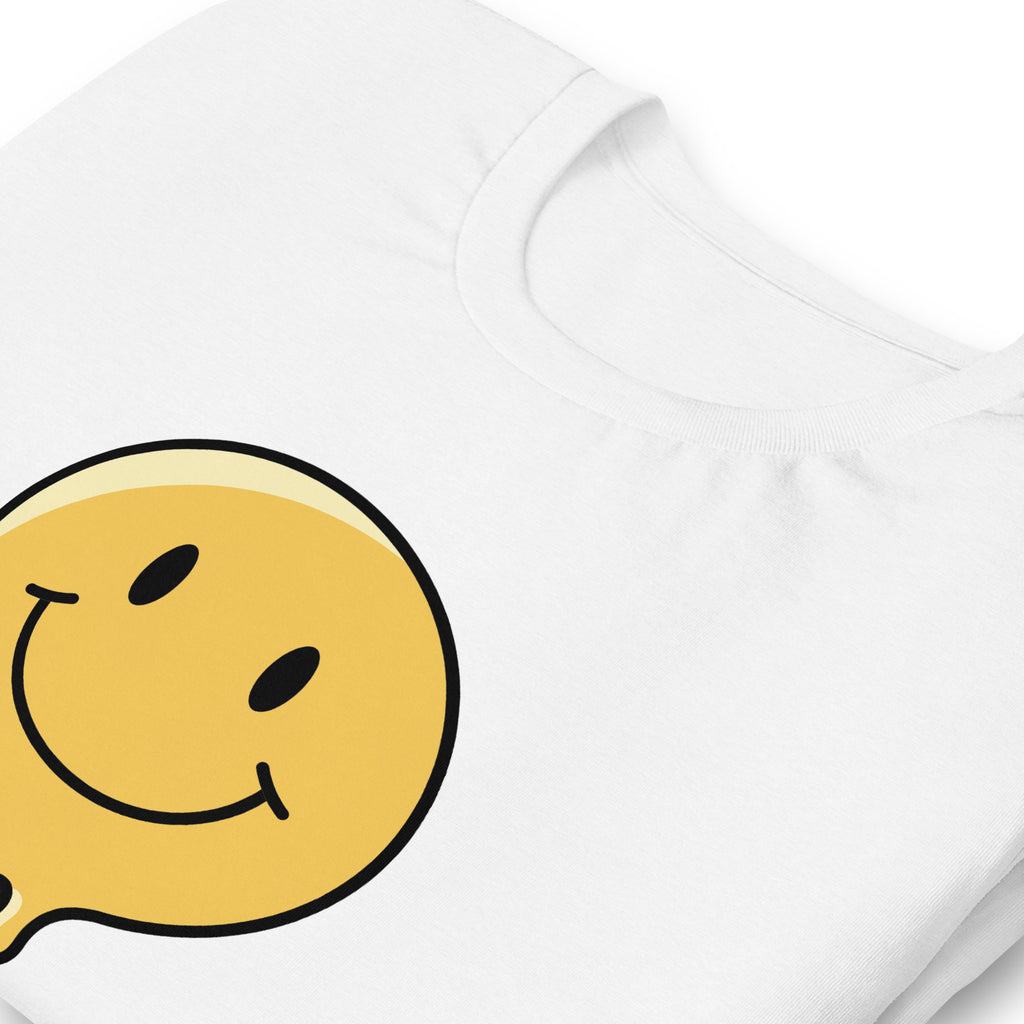 Velora Wild Wild Smile Unisex Tee – Solid White Blend, graphic detail close-up