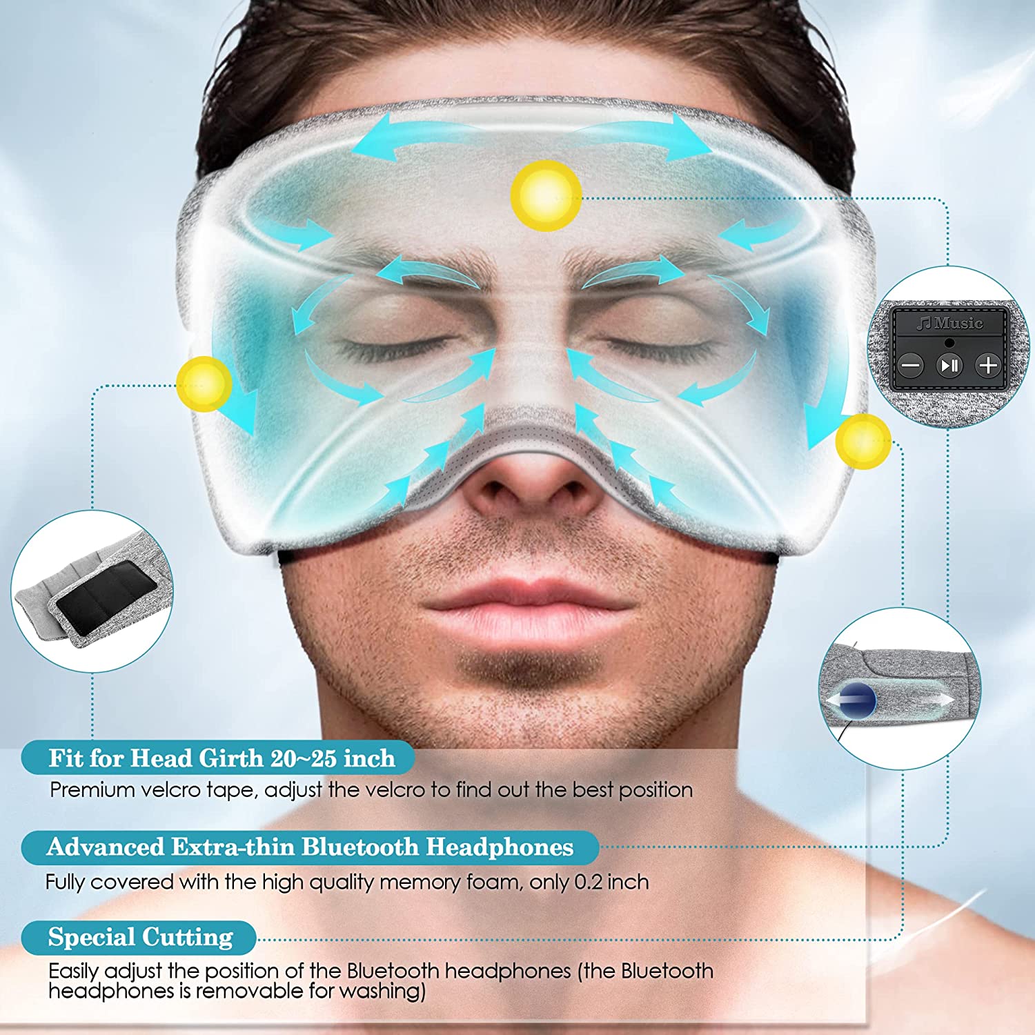 White Noise Bluetooth Sleep Eye Mask - Velora Wild