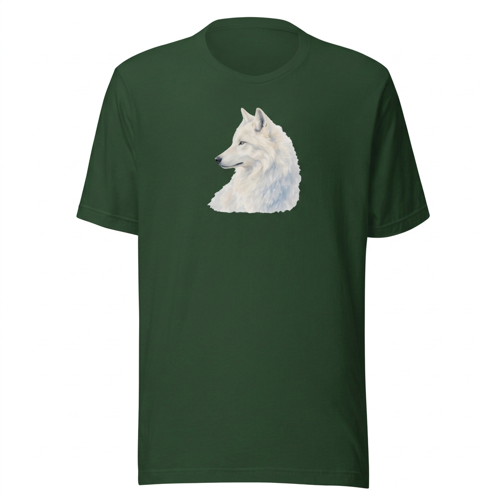 Unisex t-shirt. White Wolf T-Shirt | Wildlife Art Nature Tee | Velora Wild